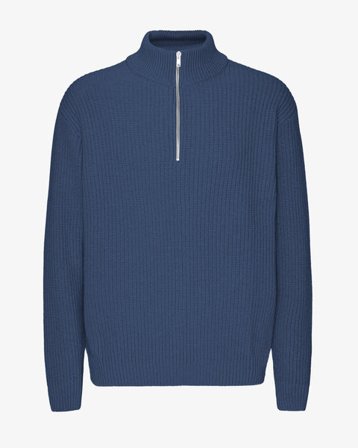 Merino Quarter Zip - Petrol Blue