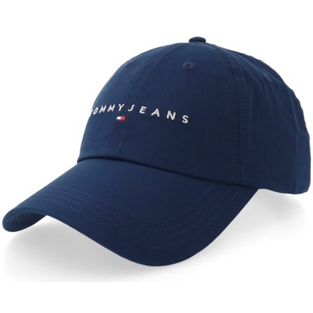 Tommy Hilfiger - Blauw unconstructed Cap - Tjm Linear Logo Cap Dark Night Navy Dad Cap @ Hatstore