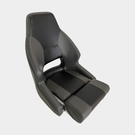 Fotel łodziowy ESM RM52 Flip-Up, 52 x 70 x 60 cm, z podnoszonym siedziskiem, szary/czarny - Jachtowa
