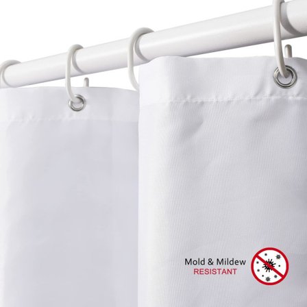 Dusjforheng - 180 x 180 cm, muggbestandig, vektet kant i polyesterstoff, vannavstøtende, baderomsforheng med dusjforhengringer i plast