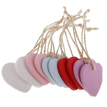 Dekoration Små hjärtan i trä 10 st - Flera färgval