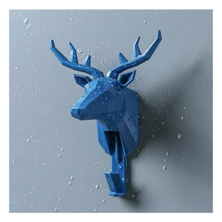 Blå Elg Dyrehoved Krog Knagerække Knagerække Håndklædeholder Væg