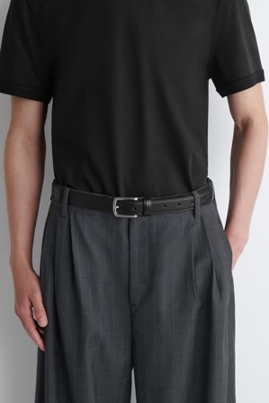 COS Men's Embossed Leather Belt in Black