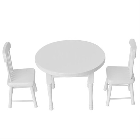Dukkehus Tilbehør 3PCS Bord Stol Simulering Møbler 1:12 Fotografi Rekvisitter