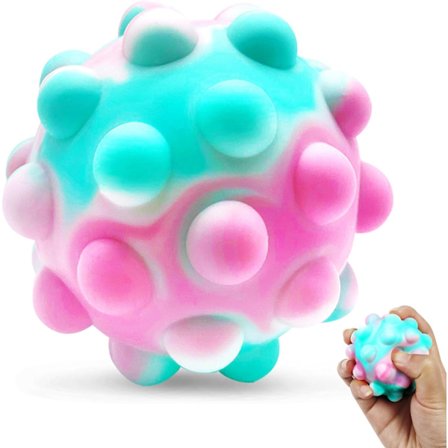 Pop Ball Fidget Leker, 3D Push Bubbles Silikon Sensoriske Pop Stressballer for Barn, Sensorisk Ball Leke Anti Angst Lindre Stress Hånd