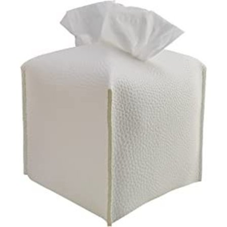 (Hvit) Serviettboksdeksel, Moderne PU-lær Kvadrat Serviettboksholder Delikat Dekorativ Serviettdispenser Terning Serviettarrangørholder for Bad t