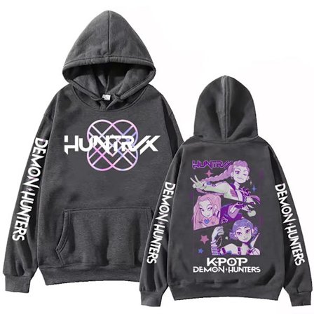2025 Ny K-Demon Slayer Harajuku Hip-Hop Hættetrøje | Unisex Sweatshirt til Mænd & Kvinder - Mørkegrå - L
