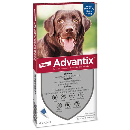 Advantix Spot On Per Cani da 25 a 40 Kg Soluzione 6 Pipette da