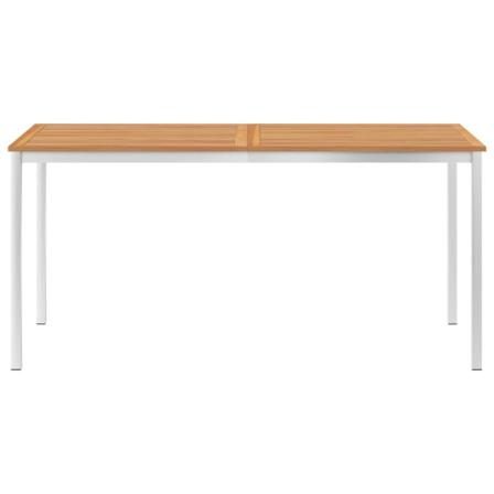 Vidaxl Trädgårdsbord 160x80x75 Cm Massivt Teakträ Och Rostfritt Brun