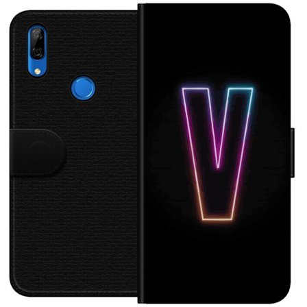Yhteensopiva Lompakkokotelo Huawei Huawei P Smart Z Neonkirjain V värikoodattu valossa mustaa taustaa vasten, minimalistinen muotoilu selkeällä heh