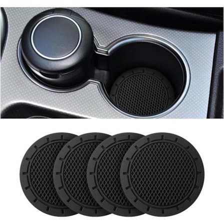 (Svart) 4 stk. underlag for bilens koppholder, universelle silikonunderlag