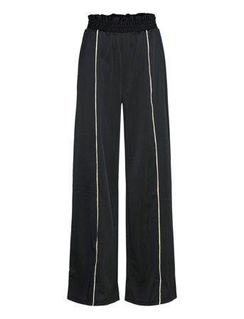 Monki High Waisted Relaxed Wide Leg Sport Trousers - Black - XS