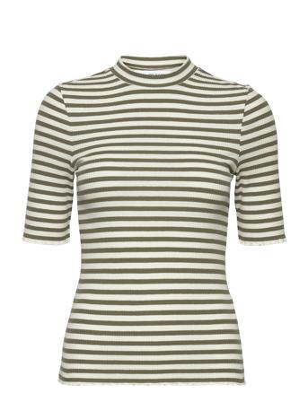 Slfanna 2/4 Crew Neck Tee Str S Patterned Selected Femme