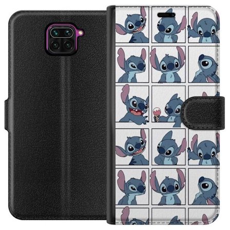 Kompatibelt Lommeboketui til Xiaomi Redmi Note 9 Illustrert rutemønster med Stitch i forskjellige ansiktsuttrykk i serieformat
