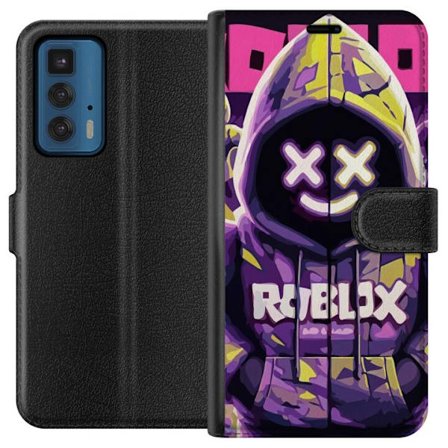 Kompatibelt Lommeboketui til Motorola Motorola Edge 20 Pro Fargesterk Roblox-inspirert hettegenser-karakter med neonfarger og maske, digital spillillu
