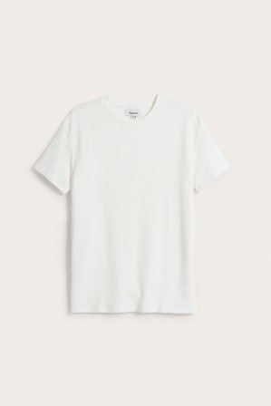 Kappahl | T-shirt i strukturmönster Offwhite L | Offwhite
