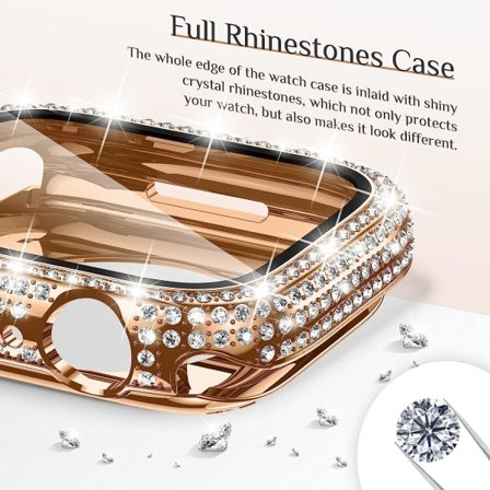 IC Goton 2 i 1 vandtæt Bling-etui til Apple Watch 40 mm skærmbeskytter SE (2. generation) Series 6 5 4, Fuld Glitter Diamond 40 mm