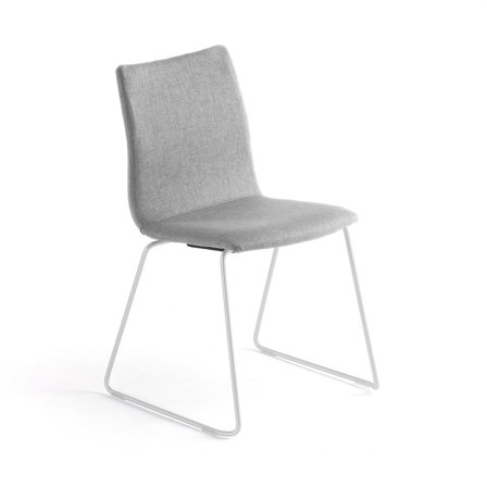 Conference chair OTTAWA, skid base, silver grey fabric, white