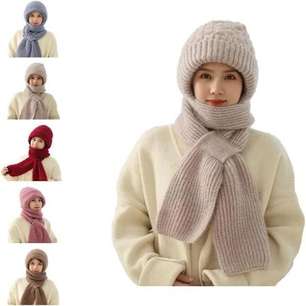 Integroitu korvasuoja tuulenpitävä pipo huivi, neulonta paksuuntumispipo talvi, talvi lämmin neulottu pipo huivi, pipo huivi