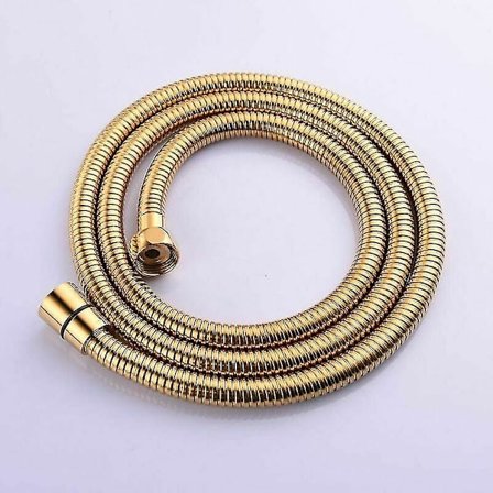 2m (78 tommer) Fleksibel Anti-kink Bruseslange i Guld Rustfrit Stål med Massiv Messingforbindelse - aespa