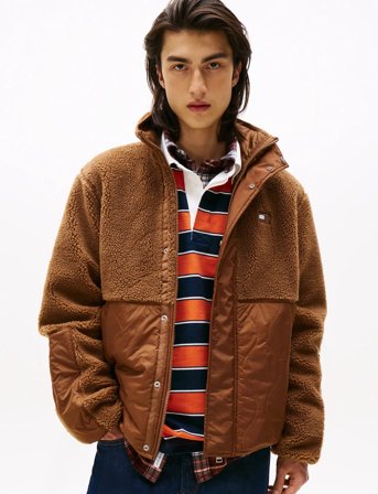 Tommy Jeans Tjm Essentl Mix Teddy Jacket Ext - Brown - M