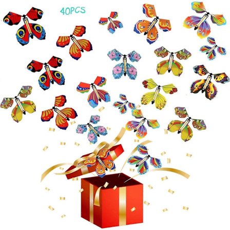 40 kpl Taika Lentäviä Perhosleluja - Vedettävä Kuminauhalla Toimiva Koriste