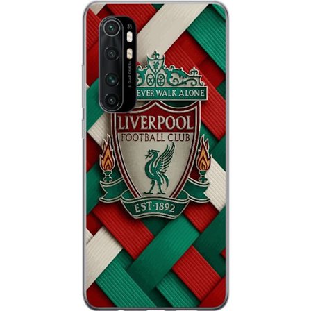 Yhteensopiva Puhelinkuori Xiaomi Xiaomi Mi Note 10 Lite Liverpool Football Clubin tunnus, jossa You'll Never Walk Alone voimakkaassa graafisessa suunn
