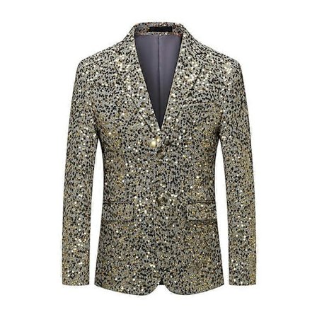 Herr Paljett Kavaj Casual Metallisk Kostym Bal Glänsande Fest Bröllop Jacka Smoking