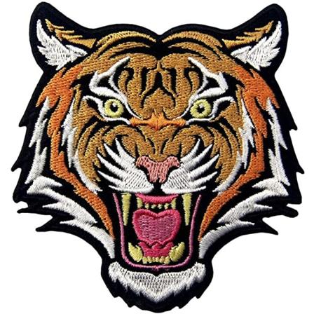 Taktisk brølende tigerhoved broderet patch, dyrebroderi