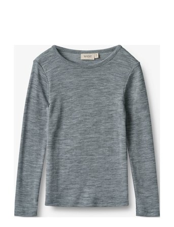 Wheat Wool T-Shirt L/S Alfie - Grey - 116