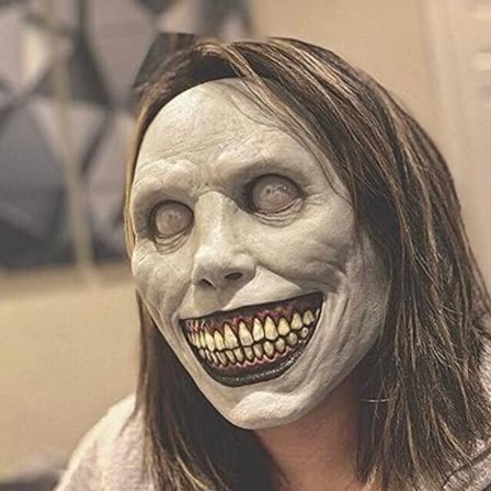 Halloween mask Skrämmande leende demoner Mask med vitt öga Hemskt