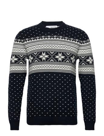 Slhclaus Ls Knit Crew Neck W Black Selected Homme