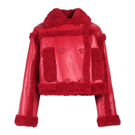 Stand Studio Faux Fur & Shearling Jakke Rød, Dame