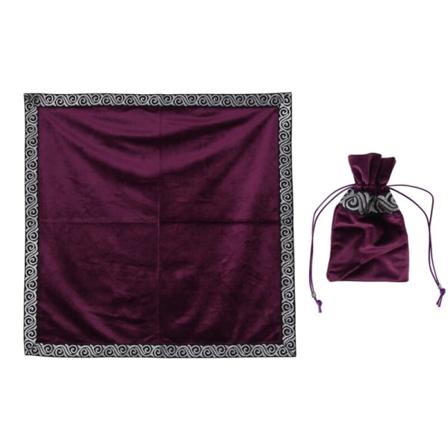 Tarotkort Dudug - Alterdug i Fløjl - Divination Wicca Gobelin Dudug med Tarotpose (Lilla)