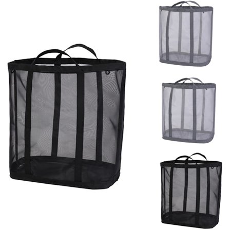 Tvättkorg, Tvättsorterare, Vikbar Tvättkorg, Set med 4 Vikbara Tvättkorgar, Vikbar Tvättsäck, Andningsbar Vikbar Strandväska, Svart