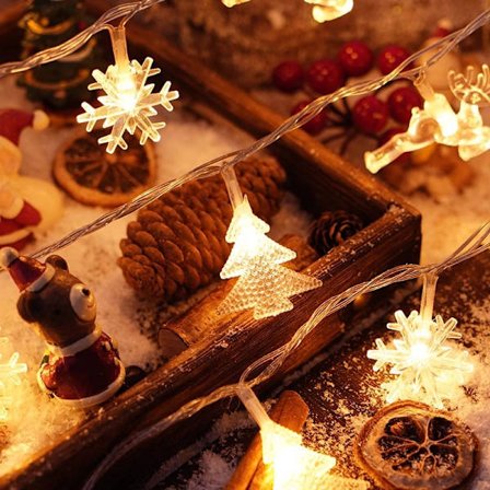 Julbelysning, LED liten ljusslinga, juldekorationslampor i smidesjärn, julgransljusslinga, 3 meter 20 lampor (018)