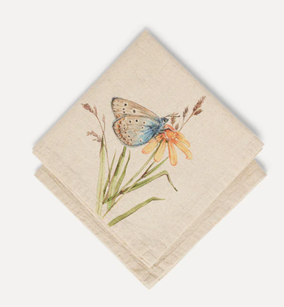 UND Servietter Strå-sommerfugl 2pk bomull-lin