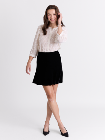 MATCH - Cara velourskjørt - Va Vite - Str. 46 - Dame - Kjoler & Skjørt - Svart - 95% polyester - resirkulert, 5% elastan