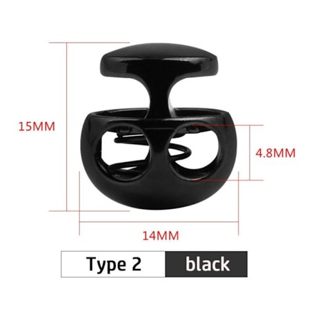 10 stk/pakke Fjærspenne Snorlås SORT 2 2