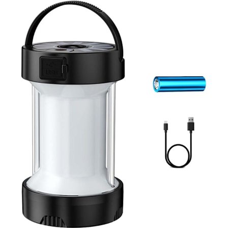 Solcelledrevet Camping Lys LED Nødlys Bærbar Lanterne Projektører Genopladelige Batterilamper Lommelygte - Sort