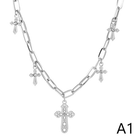 Mode Retro Pärlhalsband Christian Cross Nyckelbenskedja Swe