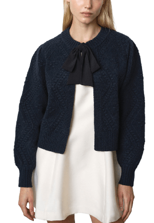 French Connection Kitty Recycled Bobble Bow Cardigan Tröjor Dam Blå XL