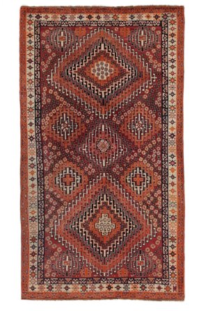 135X237 Tapete Oriental Ghashghai Vermelho Escuro/Preto (Lã, Pérsia/Irão)