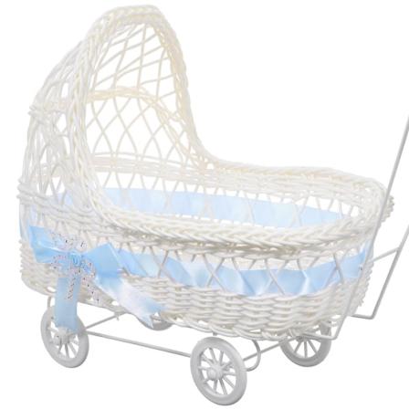 Trolley-muotoinen kudottu kori Vauvakutsujen makeiskori Lahjakori Kukkakori Deko Taivaansininen 37X29X Sky-blue 37X29X17CM