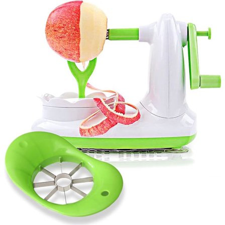 Æbleskræller, Pæreskræller med Æbleudstikker og Kernehusfjerner, Æbleskærer med Blade i Rustfrit Stål