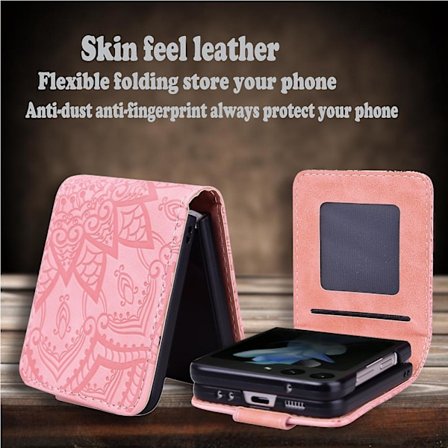 Frostad Präglad Fodral för Samsung Galaxy Z Flip 5, Läderkänsla Anti-fall Stötsäker Skyddande Omslag