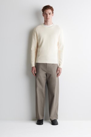 COS Men's Cotton Crew-Neck Jumper in White