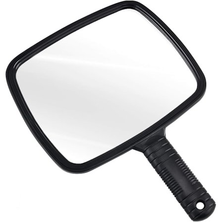Manuelt barber spejl kompatibelt med professionelle saloner med håndtag - rektangulær hånd