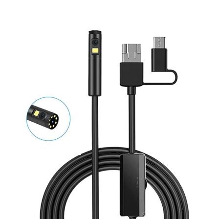 Hd 1080p endoskopkamera med dobbel linse 9 myk tråd USB Type-c PC Ip68 Vanntett rørledning Inspeksjon B