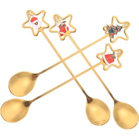 Juleskje-sett 4 stk. Jule-teskjeer Rustfritt stål Blandeskjeer